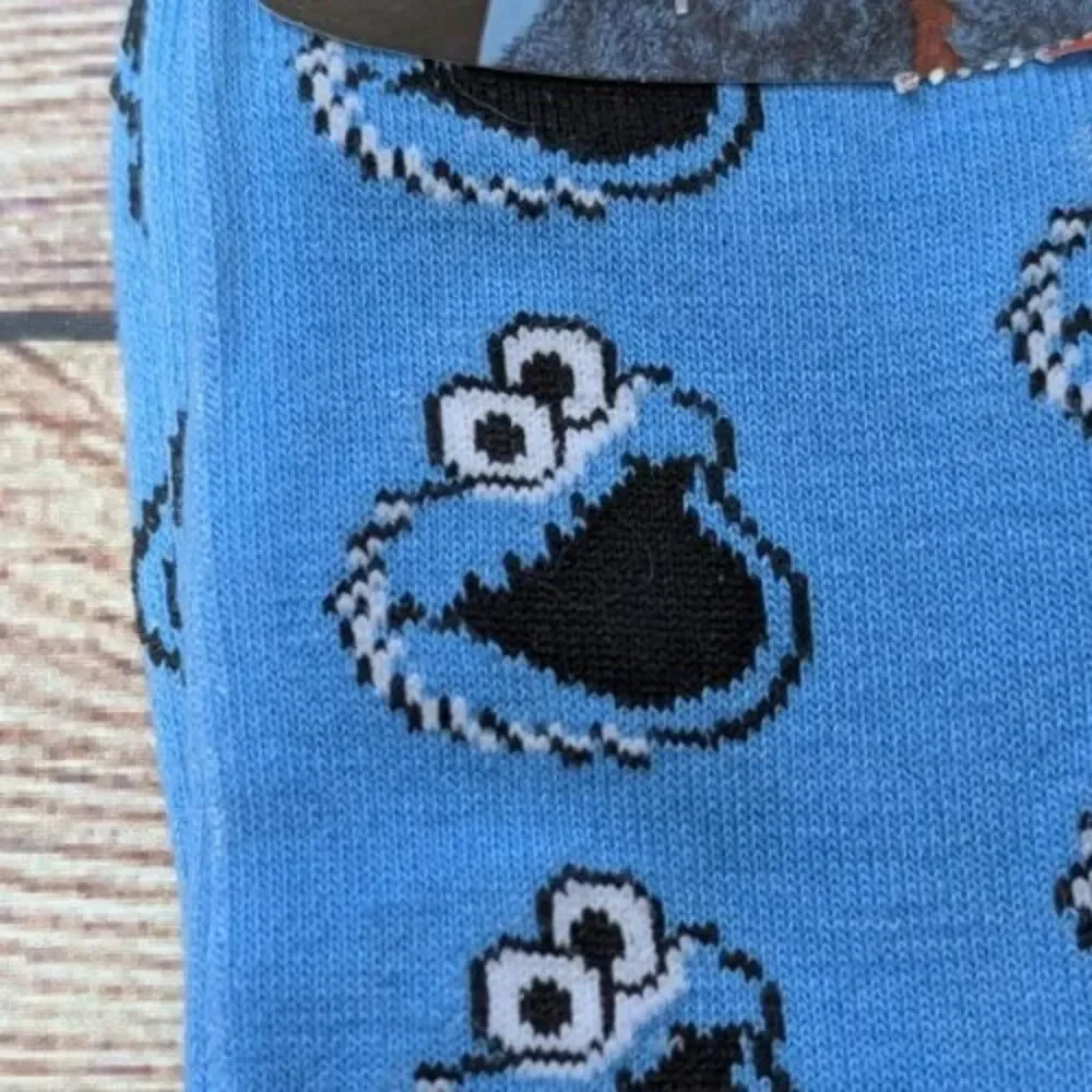 Sesame Street Socks Cookie Monster Fun Character Crew Socks Size 10-13